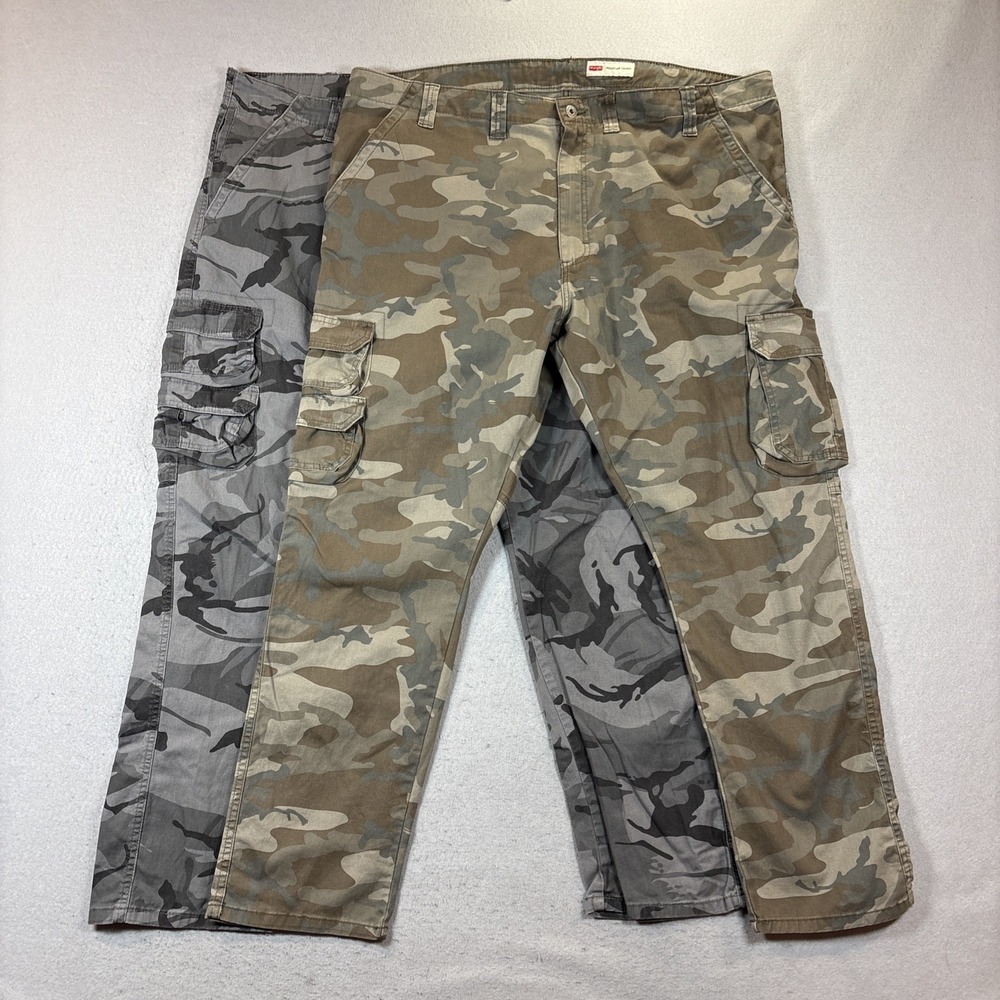 Wrangler Camo Cargo Pants Mens Size 44X30 Regular Taper Stretch Utility Lot of 2